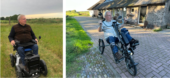 Jan op Scootmobiel Scoozy en driewiel fiets